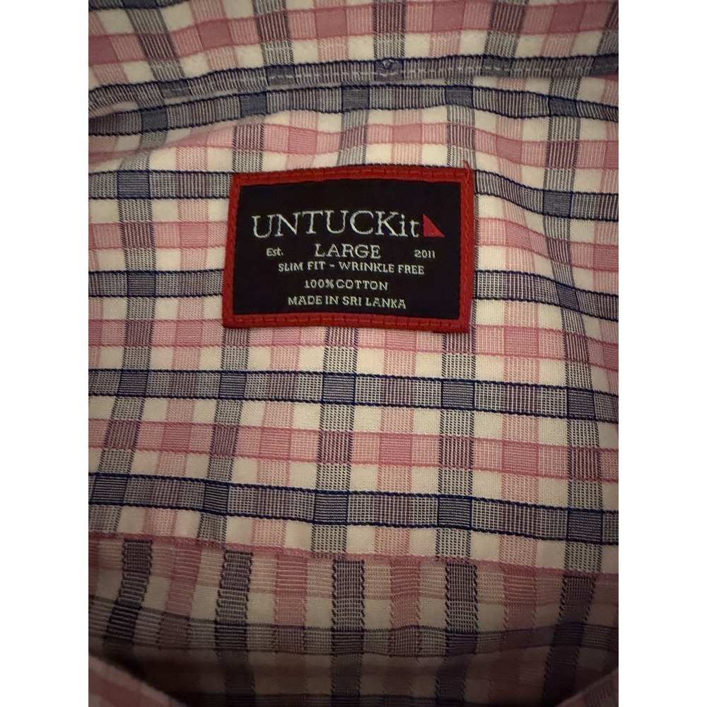 UntuckIt Dolcetto Shirt Men's Slim Large Plaid 100% Cotton Long Sleeve Button Up - Picture 3 of 5